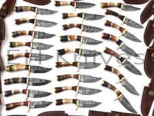 LOT OF 20 CUSTOM HANDMADE DAMASCUS STEEL HUNTING SKINNING EDC KNIFE STAG/ANTLER picture