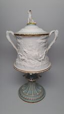 Antique George Jones English Biscuit Porcelain Hunt Cup/Urn Handled w/ Dog Lid picture
