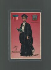 Postcard State of Massachusetts Girl with Coat of Arms Great Seal 1908 picture
