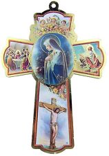Mother Blessed Virgin Mary Icon with Cherub Angels Wood Wall Cross, 6 Inch picture