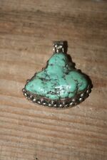Vintage Sterling Silver Turquoise Nugget Handmade Pendant 63g picture