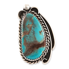LARGE NATIVE AMERICAN STERLING SILVER SMOKY BISBEE TURQUOISE TENDRILS RING 11 picture