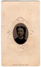 CIRCA 1860s TINTYPE J.H. POPE'S LADY IN BLACK DRESS CIVIL WAR TAX STAMP MARYLAND picture