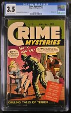 CRIME MYSTERIES #1 🕵️💀RIBAGE PUB 1952 CGC 3.5💀🕵️ BONDAGE CVR OFFWHITE SCARCE picture