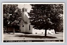 Frederic WI-Wisconsin, RPPC St Dominic's Catholic Church, Vintage c1955 Postcard picture