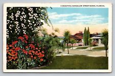 A Beautiful Bungalow Street Scene Florida Unposted Postcard picture