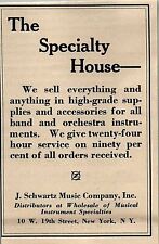 1927 J. SCHWARTZ MUSIC CO NY THE SPECIALTY HOUSE VINTAGE ADVERTISMENT 31-164 picture
