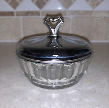 Vintage Pressed Glass with Silver Lid 4 1/2