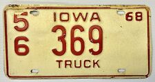 Vintage 1968 IOWA 3 number 56 369 Truck License Plate picture