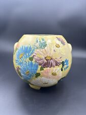 Vtg Ransburg Hand Painted Floral Round Planter/Cookie Jar Yellow No Lid Footed picture