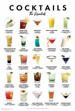 2019 COCKTAILS THE ESSENTIALS POSTER DRINK RECIPES NEW 24x36  picture