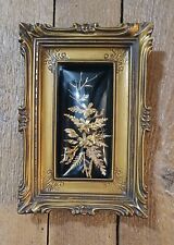 Saburo Inc Gold Plated Fern & Orchid Framed Floral Picture Hawaiian Ornate picture
