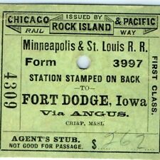 1901 Train Ticket Chicago North Western Railway Rock Island Pacific Des Moines 5 picture