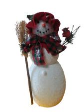 Vintage Beaded Snowman Lady Figurine Red Hat Christmas Decor Red Cardinal 15