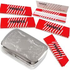 POPAPER 5 Booklets Red 70mm Rolling Papers & Alloy Tobacco Holder Paper Case picture