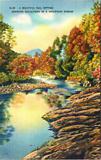 Postcard - A Beautiful Fall Setting Showing Reflections In A Mountain Stream picture