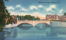Postcard NH Nashua New Hampshire Main Street Bridge Linen Vintage PC H4253 picture