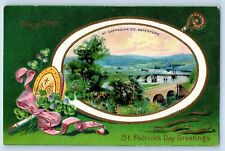 St. Patrick's Day Postcard Greetings Shamrock At Cappaquin Co Waterford Embossed picture