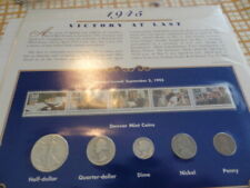 1945 WORLD WAR II  COLLECTORS STAMP & COIN COLLECTION PANEL L019 picture