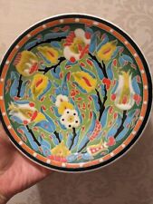 Turkish Decoration Plate with Colorful Flowers on Green Background, 7.2''. picture