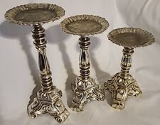 Vintage Classic Distressed Candle Holders Rubel 1968? Lot Of 3, 7.5