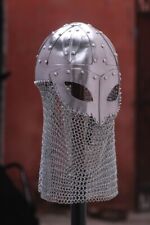 20 Guage iron Steel Medieval Knight Viking Spectacle Helmet With Chainmail picture