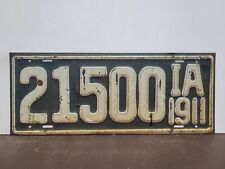 1911 Iowa FIRST ISSUE  License Plate Tag NICE picture