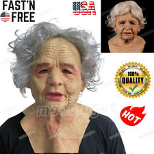 Halloween Wig Old Man Latex Mask Grandma Full Face Headgear Mask Cosplay Prop picture