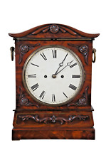 Rare Antique Georgian Flame Mahogany Twin Fusee Bracket Mantel Shelf Clock 16