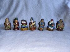 Vintage 1950s Kutani Moriage Japanese 7 Lucky Gods Porcelain Figurine Collection picture