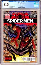 Marvel SPIDER-MEN (2012) #1 NEWSSTAND Key MILES MORALES meets PETER CGC 8.0 VF picture