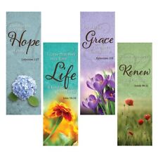 Hope Love Grace Renew Inspirational Scripture Church Banner Set of 4 63 In picture