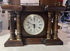 Vintage Carrington Clock Mantle Wood Metal Brown Made In England 18”x6.5”x12.5” picture