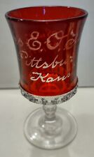 1897 Pittsburg Kansas Souvenir Ruby Flash Cordial Glass Small Wine KS  picture