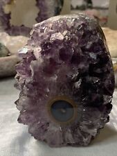 Amethyst Geode With Stalactite 3.79 Lbs From Brazil Polished/Rough Back picture