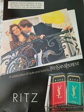 1987 Ritz Cigarettes Yves Saint Laurent  brunette woman man smoking vintage ad picture