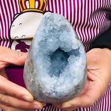 2.64LB Natural Beautiful Blue Celestite Crystal Geode Cave Mineral Specimen 118 picture