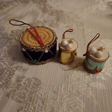 Vintage Handmade Drum Christmas Ornaments Lot RETRO picture