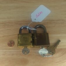 Lot of 2 Padlocks - Alpha , Taylor Lock Co. U.S. W/ 3 Keys, Works Vintage L7 picture
