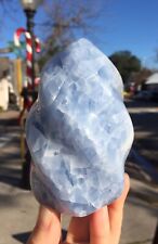 SALE  Beautiful Large Blue Calcite  Polished Flame Shape Crystal Stone 5''  #1 picture