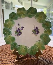 Mottahedeh Pansy Plate Raised leaf Border,handpainted,bread,display, Italy,#’d picture