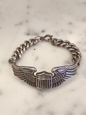 WWII USAF US AIR FORCE PILOT WINGS STERLING SILVER 925 BRACELET picture