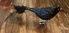 OWC Old World Christmas Blown Glass Bird Ornament Black picture