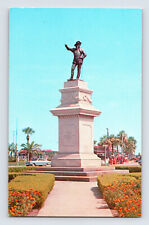 Postcard Florida St Augustine FL Ponce De Leon Memorial Statue 1960s Unposted  picture