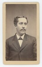 Antique CDV Circa 1870s Handsome Man With Mustache Wearing Stylish Suit & Tie picture