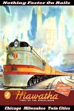 Milwaukee Road Hiawatha Poster 1937 Chicago CMSP Railroad Nothing Faster 13X19   picture