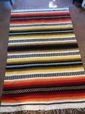 Mexican Falsa Blanket Red Yellow Black Orange Saltillo Serape 85” X 58” picture