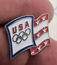 VTG Lapel Pinback Hat Pin Silver Tone Olympic Team USA Flag Pin picture