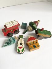 Vintage Mini Wooden Christmas Ornaments Hand Painted picture