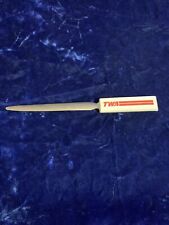 Vintage TWA Airline Metal Letter Opener with Plastic Handle 1980 picture